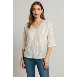 Giada Forte Resort Shirt Women 0 Ivory Sheer Lace Crochet Kimono  Top Beach